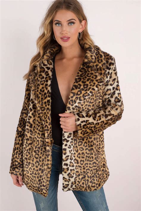 faux fur leopard coat women